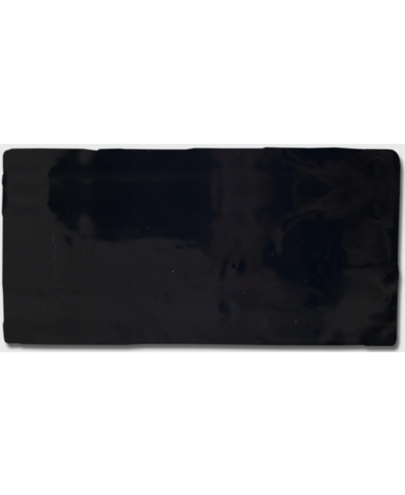 Carrelage effet zellige de couleur noir uni brillant 7.5x15x1cm, D terracim