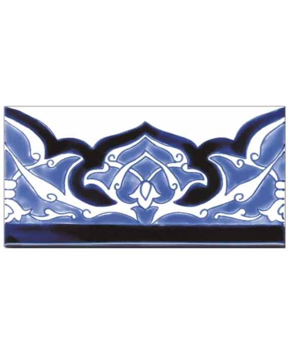 Frise brillante décorée 10x20x0.8cm peinte à la main, D ispahan bleu