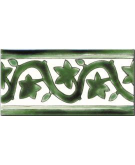Frise brillante décorée 10x20x0.8cm peinte à la main, D lierre vert