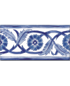 Frise brillante décorée 10x20x0.8cm peinte à la main, D palmyre bleu