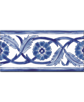 Frise brillante décorée 10x20x0.8cm peinte à la main, D palmyre bleu