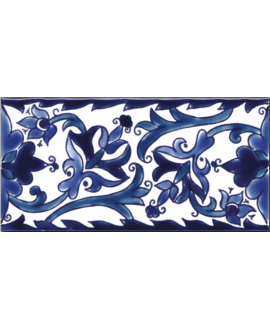 Frise brillante décorée 10x20x0.8cm peinte à la main, D samarra bleu
