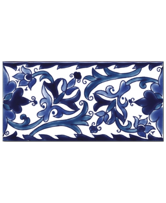 Frise brillante décorée 10x20x0.8cm peinte à la main, D samarra bleu