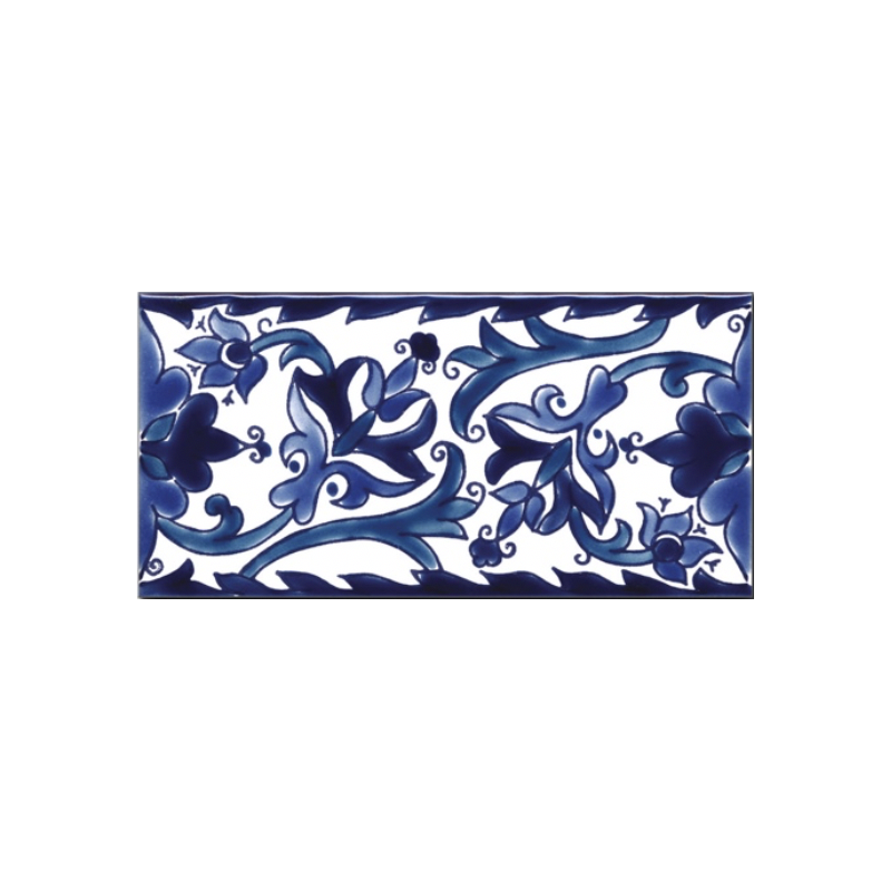 Frise brillante décorée 10x20x0.8cm peinte à la main, Dif samarra bleu Frise brillante décorée 10x20x0.8cm peinte à la main, Dif samarra bleu