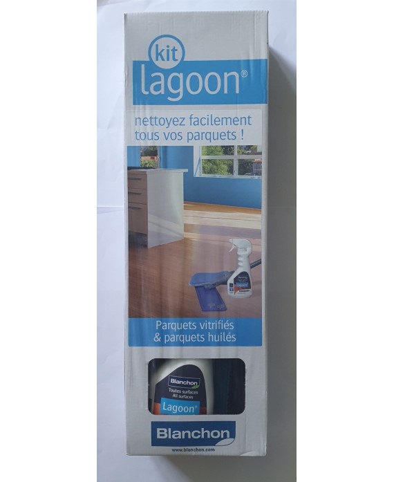 Nettoyant parquet lagoon spray 0.5L+balai microfibre+pad microfibre lavable, KIT blanchon