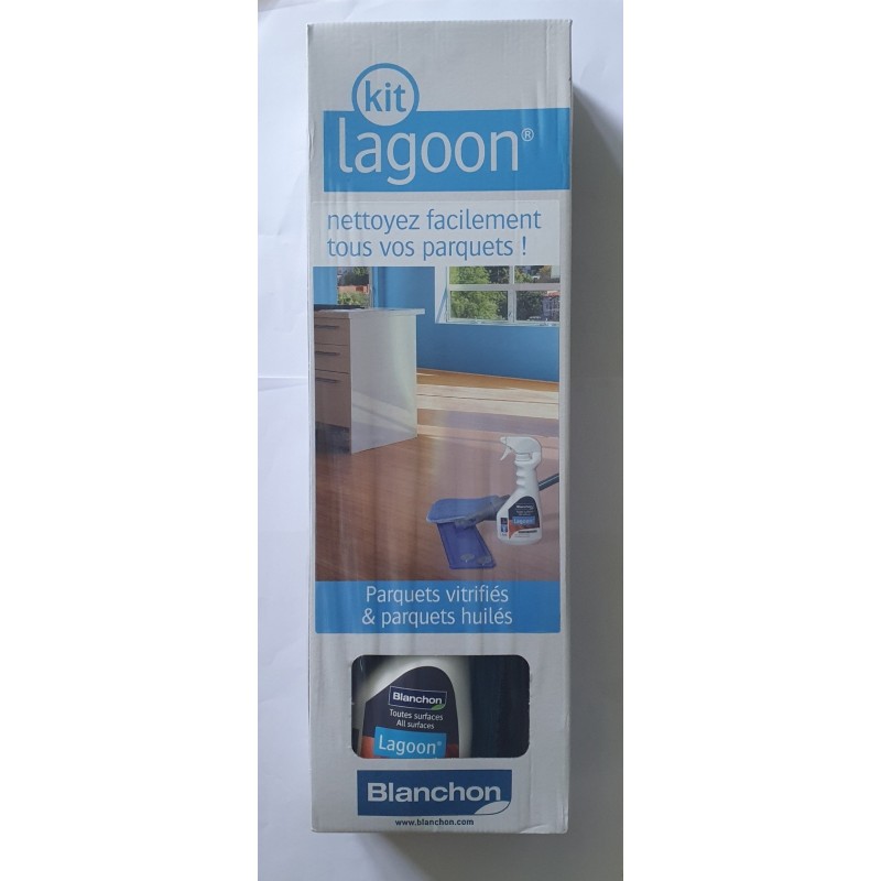 Nettoyant parquet lagoon spray 0.5L+balai microfibre+pad microfibre lavable, KIT blanchon