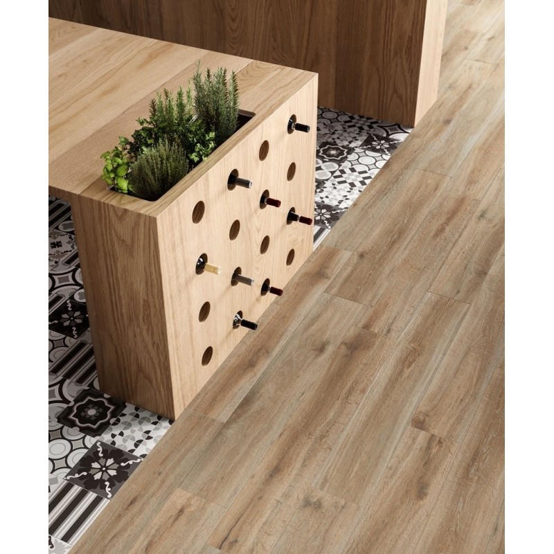 Carrelage imitation parquet aspect bois brut, sol et mur, rectangulaire, 30x120cm rectifié, santabwood natural