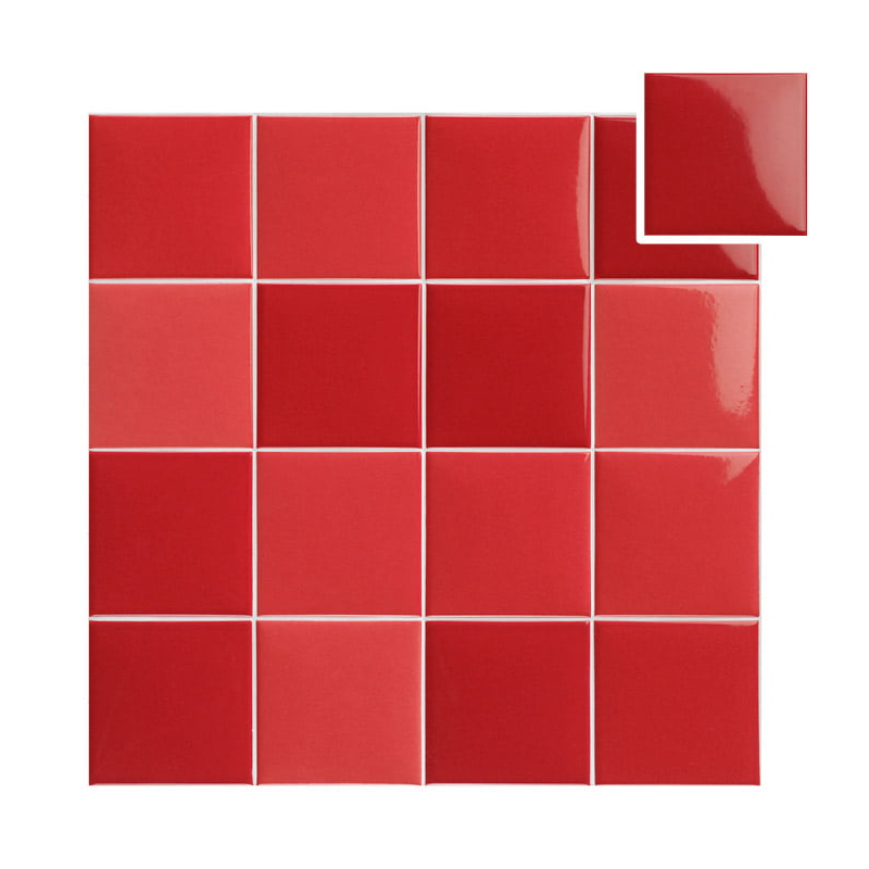 Carrelage piscine imitation zellige rouge brillant nuancé 10x10cm , natpool rouge