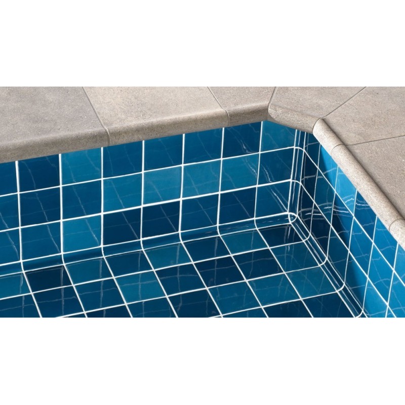 Carrelage piscine imitation zellige bleu brillant nuancé 10x10cm , natpool indigo