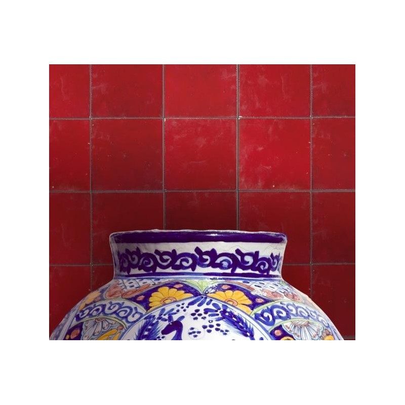 Zellige salle de bain cuisine carrelage en terre cuite D rouge 10x10x1,1cm