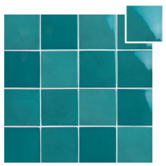 Carrelage piscine imitation zellige vert brillant nuancé 10x10cm , natpool émeraude