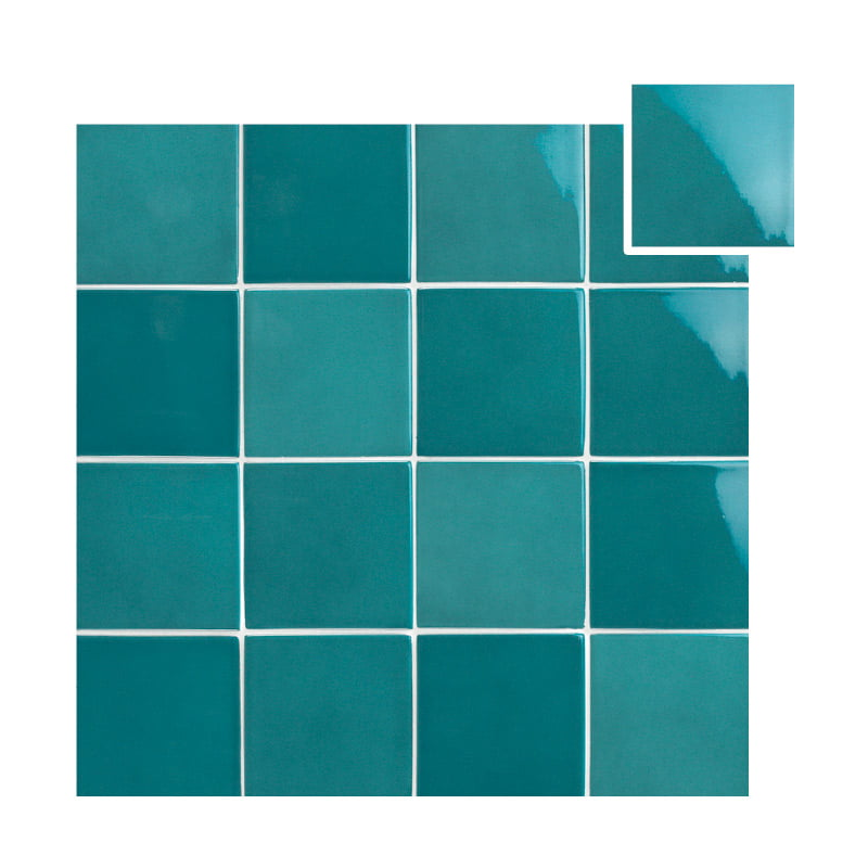 Carrelage piscine imitation zellige vert brillant nuancé 10x10cm , natpool émeraude