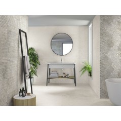 Carrelage imitation pierre blanc mat, salle debain, XXL 100x100cm rectifié, Porce1816 white