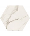 Carrelage hexagone tomette imitation marbre blanc veiné satiné 23x27cm, duresixmarmiblanc
