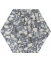 Carrelage hexagone tomette imitation granito bleu mat 23x27cm, duresix terrazzo bleu