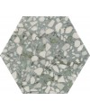 Carrelage hexagone tomette imitation granito vert mat 23x27cm, duresix terrazzo sage