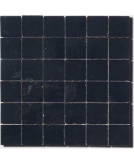 Mosaique crédence cuisine salle de bain zellige D 5x5cm noir sur trame 30x30cm