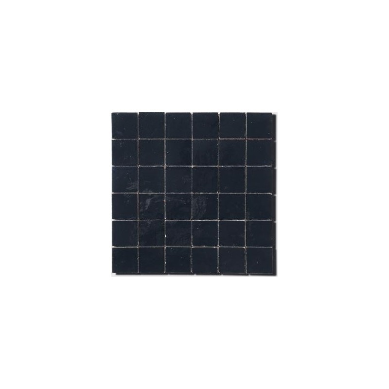 Mosaique crédence cuisine salle de bain zellige D 5x5cm noir sur trame 30x30cm