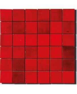 Mosaique zellige salle de bain crédence cuisine D 5x5cm rouge sur trame 30x30cm
