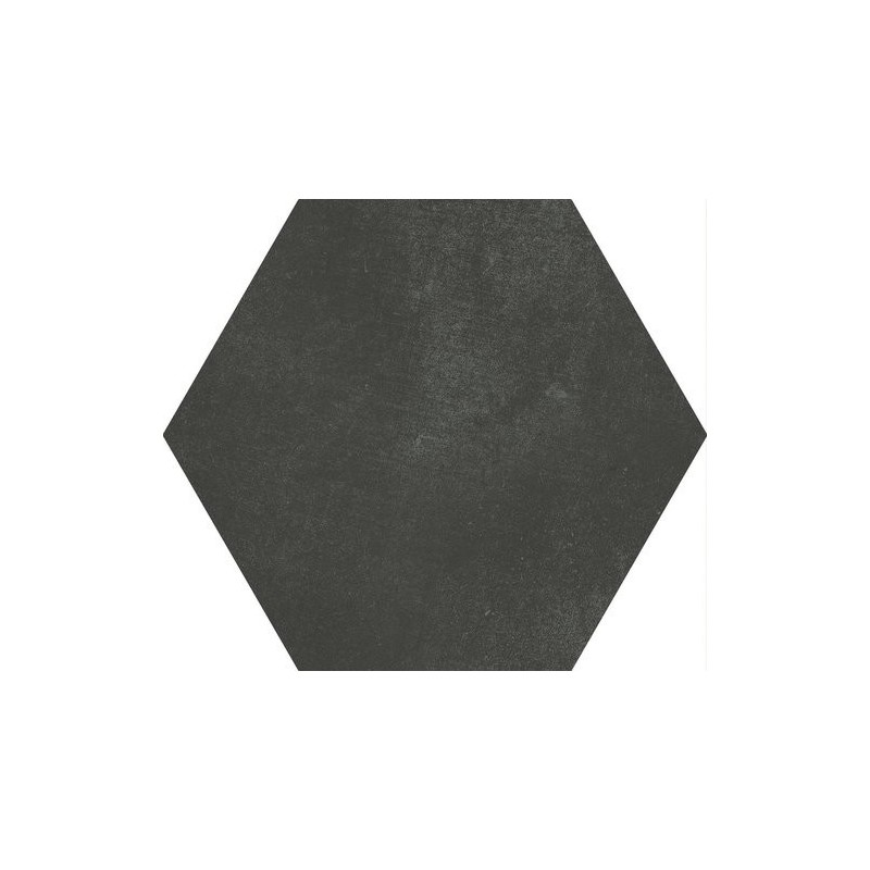 Carrelage hexagonal en grès cérame émaillé noir 23x26cm apemacba obsidiana