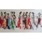 Peinture moderne, tableau contemporain figuratif, acrylique sur toile 150x50cm représentant des hommes qui marchent en couleur