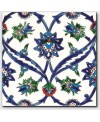 Carrelage peint à la main oriental décor izmir bleu 20x20x0.8cm