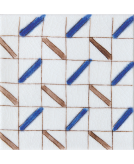 Carrelage peint à la main émail craquelé décor méditérranéen 10x10x1cm D fez bleu