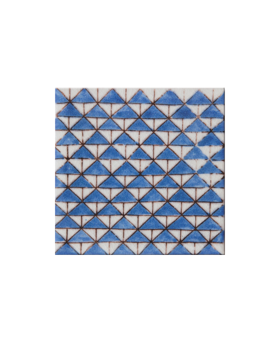 Carrelage émail craquelé peint à la main décor mediterranéen D dougga bleu 10x10x1cm 