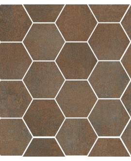 Mosaique imitation métal rouillé, cuivre, douche, carré, hexagone, muretto santoxydart copper