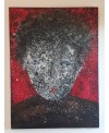 Peinture contemporaine, portrait, tableau moderne figuratif, acrylique sur toile 100x73cm intitulée: tête noire.