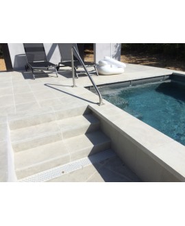 Angle intérieur margelle piscine plate en pierre grise 60X33X5cm bord droit , artaza