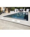 Angle intérieur margelle piscine plate en pierre grise 60X33X5cm bord droit , artaza