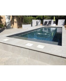 Angle intérieur margelle piscine plate en pierre grise 60X33X5cm bord rond , artaza