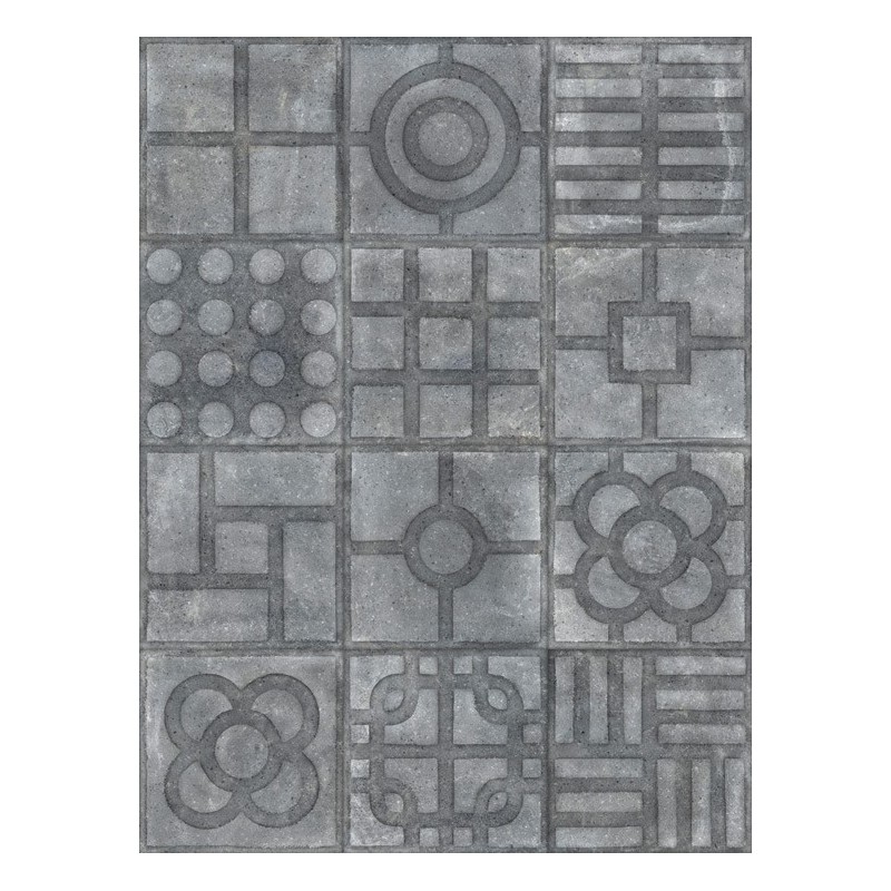 Carrelage patchwork antiderapant imitation carreau ciment gris foncé, terrasse 20x20cm V paulista grafito, R13 C