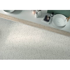 Carrelage hexagone imitation granito blanc mat tomette 23x27cm, duresix terrazzo talk