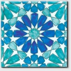 Carrelage décoré à la main émail craquelé orient 20x20x1.1cm D marbella bleu