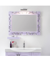 Miroir salle de bain, retro art ancien horizontal 95x70x3cm sans éclairage, avec cadre violet mat comp brocantage 4828..