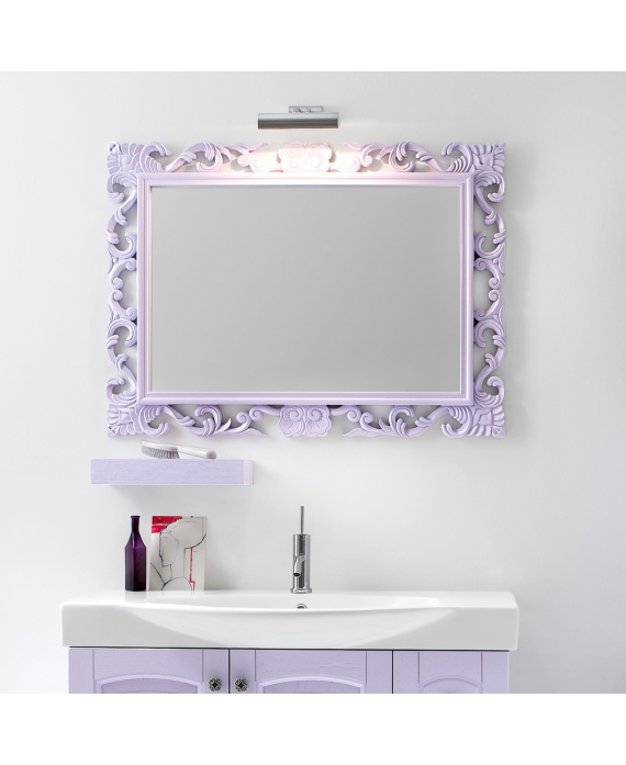Miroir salle de bain, retro art ancien horizontal 95x70x3cm sans éclairage, avec cadre violet mat comp brocantage 4828..