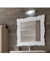 Miroir salle de bain, retro art ancien carré 85x85x3,3cm sans éclairage, avec cadre en bois laqué blanc mat comp etro 4826