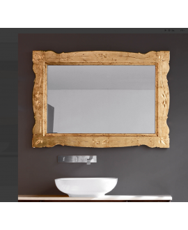 Miroir salle de bain, retro art ancien horizontal 105x85x3,3cm sans éclairage, avec cadre laqué doré mat comp etro 4827.
