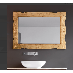 Miroir salle de bain, retro art ancien horizontal 105x85x3,3cm sans éclairage, avec cadre laqué doré mat comp etro 4827.