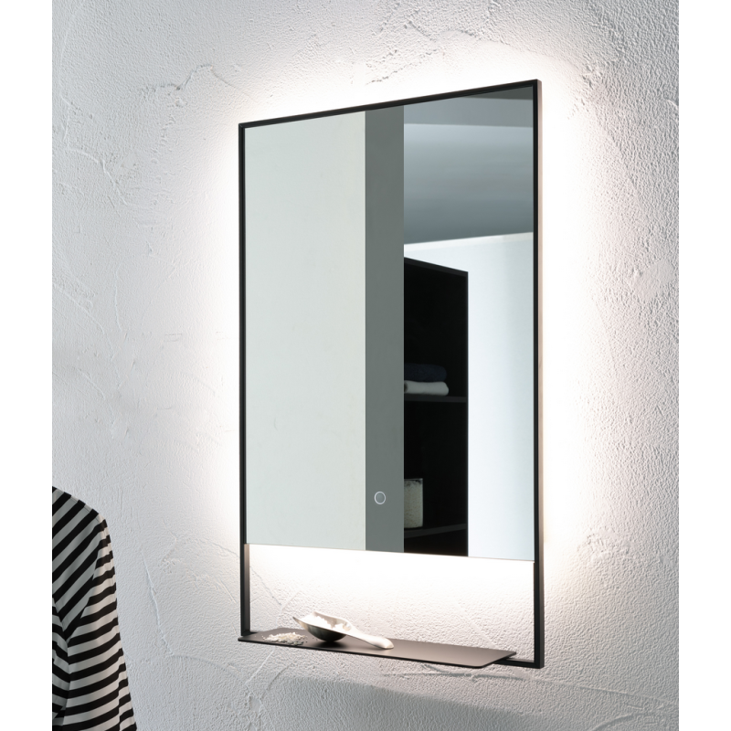 Miroir lumineux contemporain, salle de bain, vertical 50x80x4.2cm avec  éclairage périmétral à led comp castore