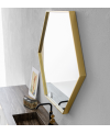 Miroir contemporain, salle de bain, hexagonal 87x100x5.5cm éclairage à led, cadre finition or intense comp hexagon oro 4062.