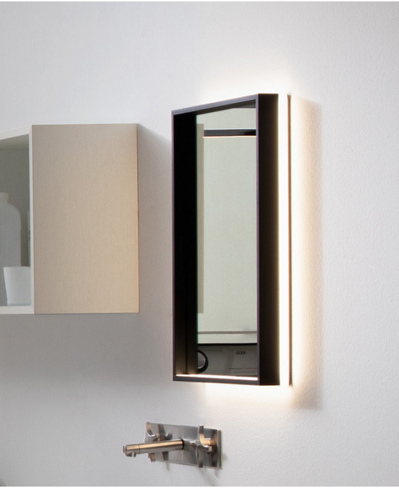 Miroir LED rectangulaire noir mat salle de bain - Collection Suisse -  Stellameubles