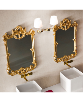 Miroir réro salle de bain art déco rectangulaire sans éclairage, cadre finition doré comp tender.