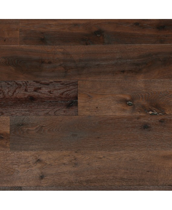 Parquet chêne brossé à la main rustique foncé contrecollé, grande largeur 190 mm lalbi vintage