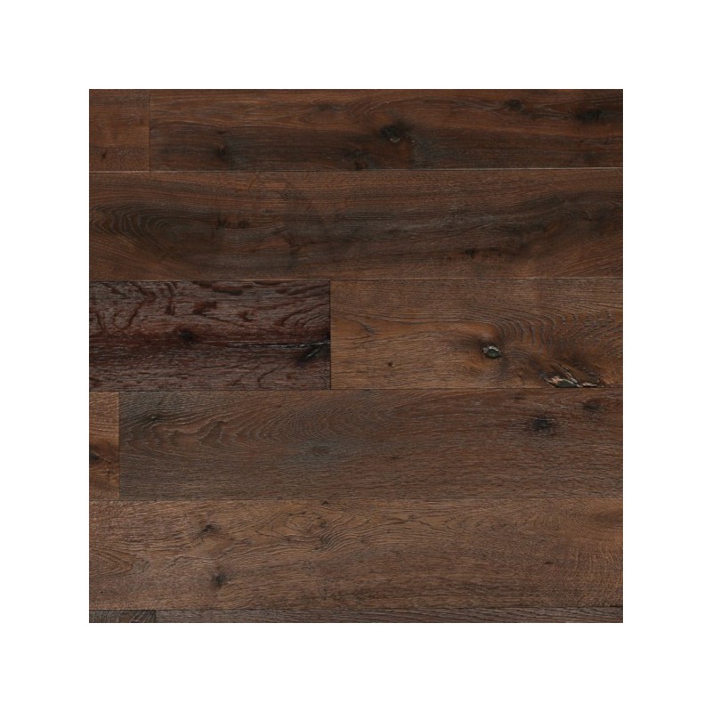 Parquet chêne brossé à la main rustique foncé contrecollé, grande largeur 190 mm lalbi vintage