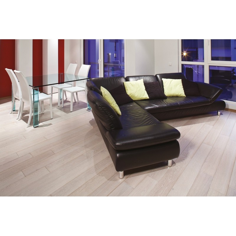 Parquet blanc brossé verni mat chêne contrecollé top 3.2mm plancher blanchi cerusé largeur 140, 170,190mm COL250B CDE