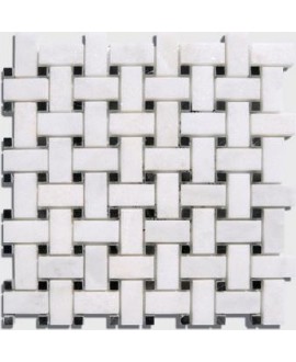 mosaique marbre salle de bain art-déco blanc et noir sur trame 30x30