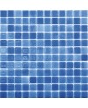 Emaux de verre bleu soutenu nuancé piscine mosaique salle de bain mosbr-2005 2.5x2.5 cm